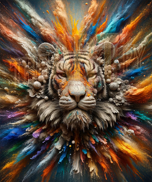 Fierce Rebirth – Exploding Tiger Abstract Art