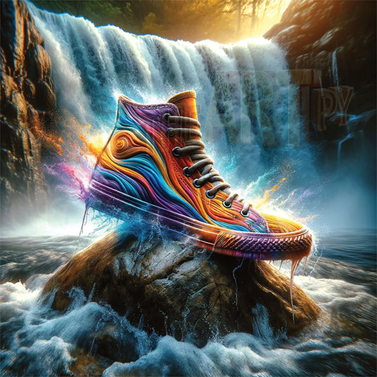 Flow of Style-Abstract Shoe Art in Harmony with Nature